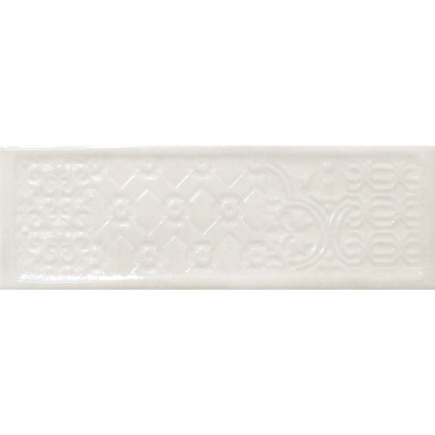 Happy Floors Titan 4" x 12" Pressed Natural Ceramic Deco Wall Tile, White, 4" x 12"