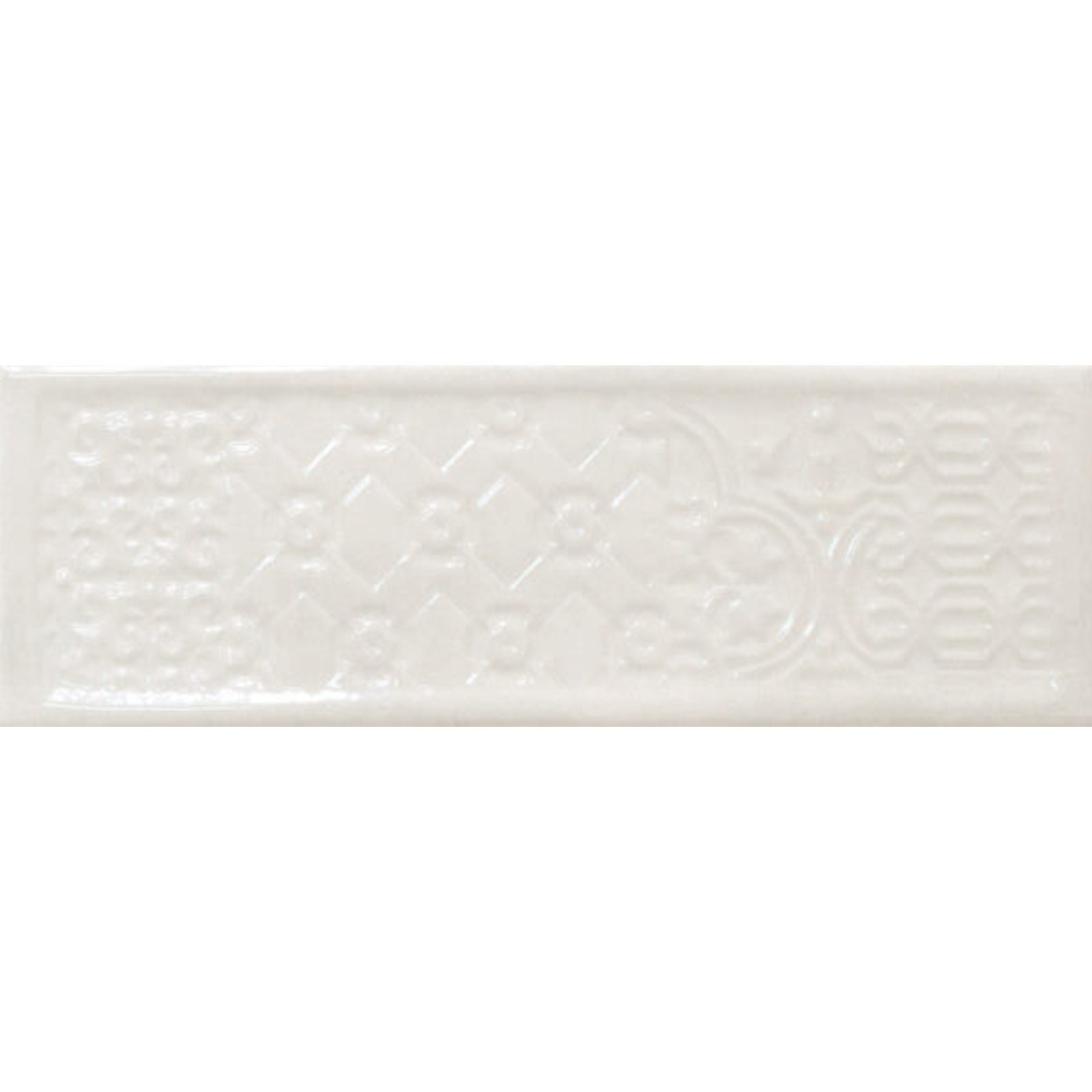 Happy Floors Titan 4" x 12" Pressed Natural Ceramic Deco Wall Tile, White, 4" x 12"