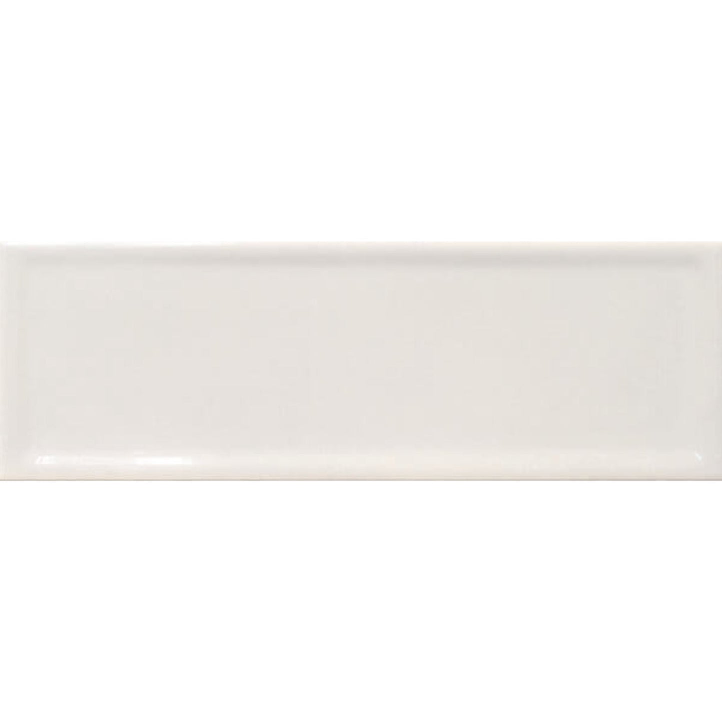 Happy Floors Titan 4" x 12" Pressed Natural Ceramic Deco Edge Wall Tile, White, 4" x 12"
