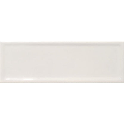 Happy Floors Titan 4" x 12" Pressed Natural Ceramic Deco Edge Wall Tile, White, 4" x 12"
