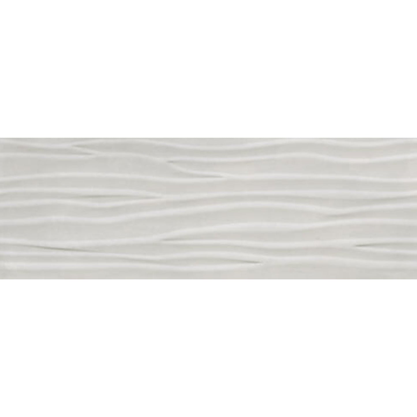 Happy Floors Titan 12" x 36" Rectified Glossy Ceramic Deco Wave Wall Tile, White, 12" x 36"