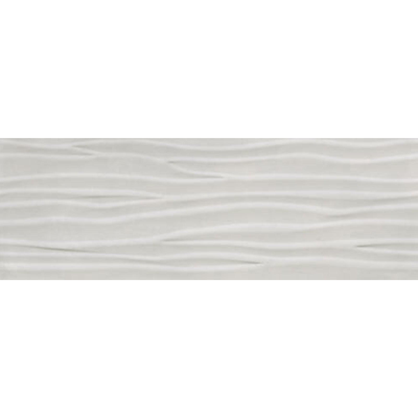 Happy Floors Titan 12" x 36" Rectified Glossy Ceramic Deco Wave Wall Tile, White, 12" x 36"
