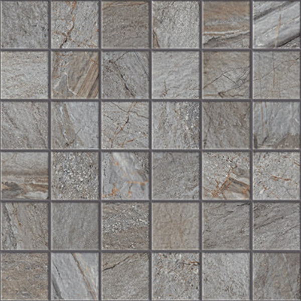 Happy Floors Utah 12" x 12" Natural Porcelain 2" Mosaic, Slate, 12" x 12"