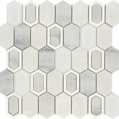 Emser Literati 12" x 12" Pressed Stone & Glass Mosaic, Melville, 11.81" x 11.93"