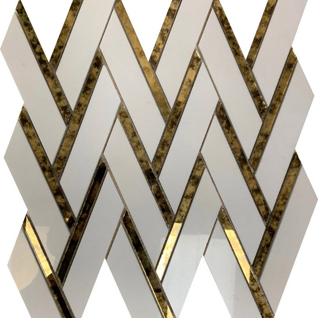 Emser Impulse 14" x 15" Glossy Stone & Glass Mosaic, White, 13.98" x 15.16"
