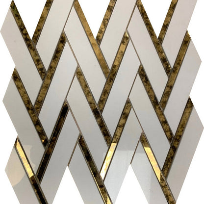 Emser Impulse 14" x 15" Glossy Stone & Glass Mosaic, White, 13.98" x 15.16"