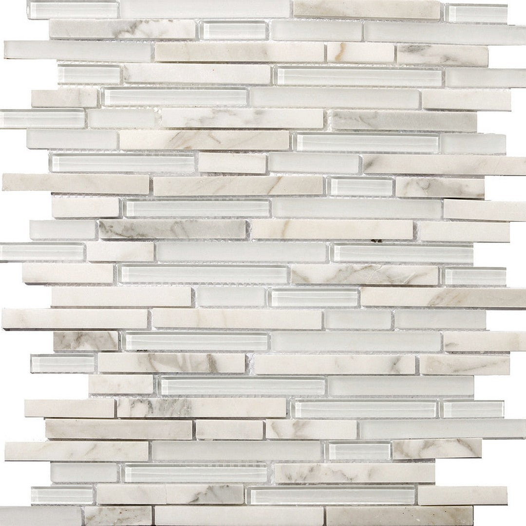 Emser Lucente 12" x 13" Linear Stone & Glass Mosaic, Ambrato Linear, 11.8" x 12.7"