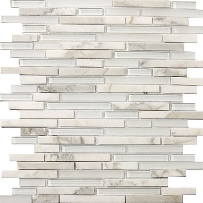 Emser Lucente 12" x 13" Linear Stone & Glass Mosaic, Ambrato Linear, 11.8" x 12.7"