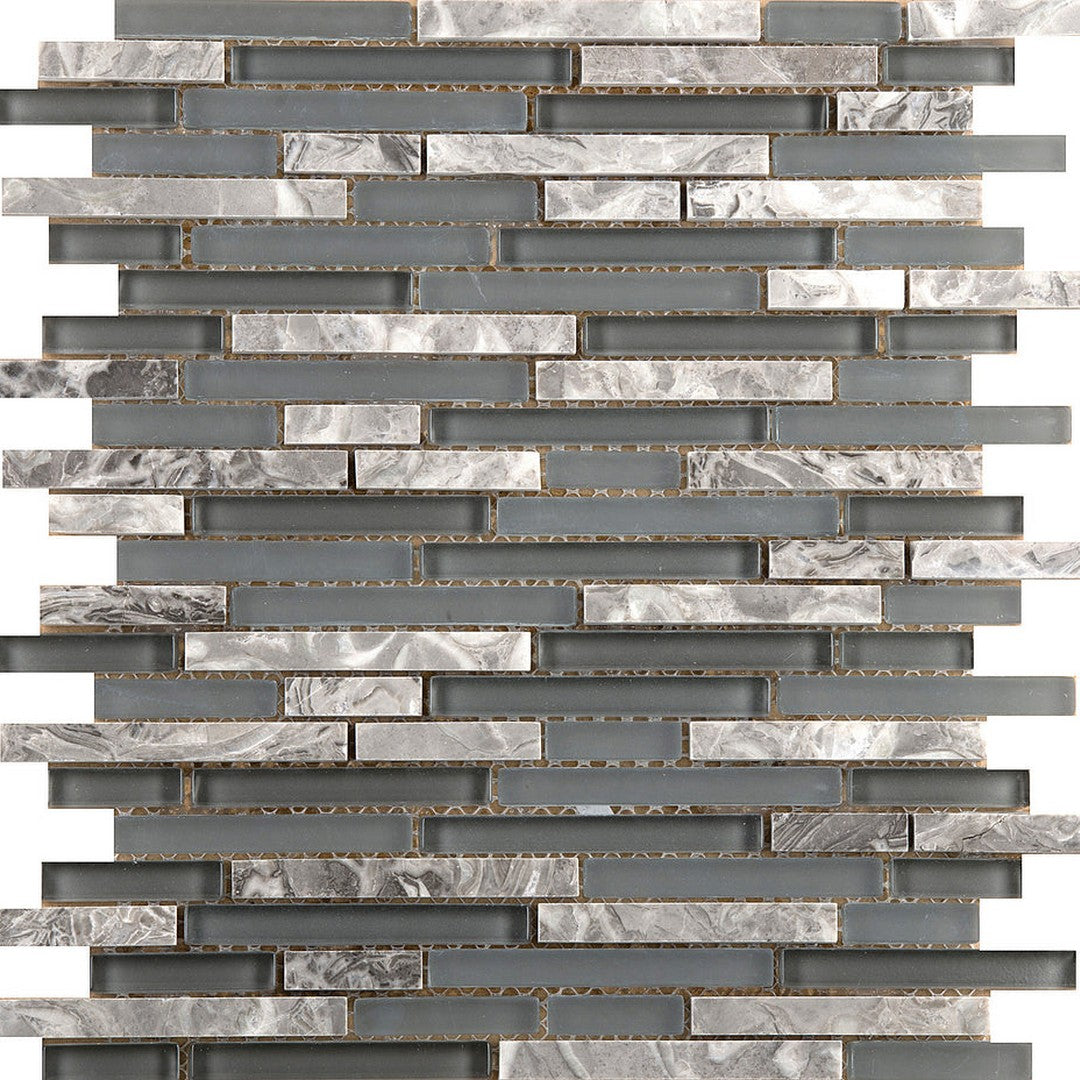 Emser Lucente 12" x 13" Linear Stone & Glass Mosaic, Concordia Linear, 11.8" x 12.7"