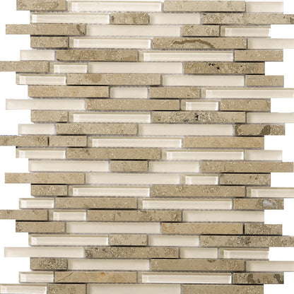 Emser Lucente 12" x 13" Linear Stone & Glass Mosaic, Lido Linear, 11.8" x 12.7"
