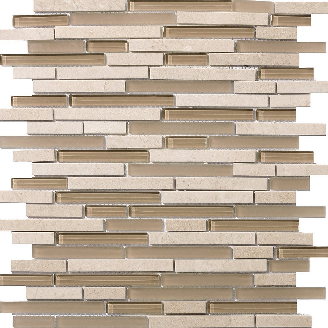 Emser Lucente 12" x 13" Linear Stone & Glass Mosaic, Murano Linear, 11.8" x 12.7"