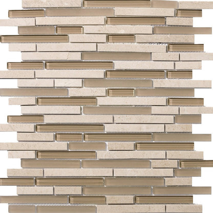 Emser Lucente 12" x 13" Linear Stone & Glass Mosaic, Murano Linear, 11.8" x 12.7"