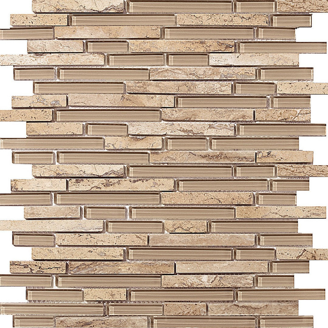 Emser Lucente 12" x 13" Linear Stone & Glass Mosaic, Regale Linear, 11.8" x 12.7"