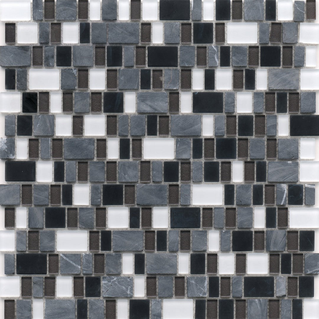 Emser Unique 12" x 12" Polished Stone and Glass Mosaic, Poem, 12.05" x 12.15"