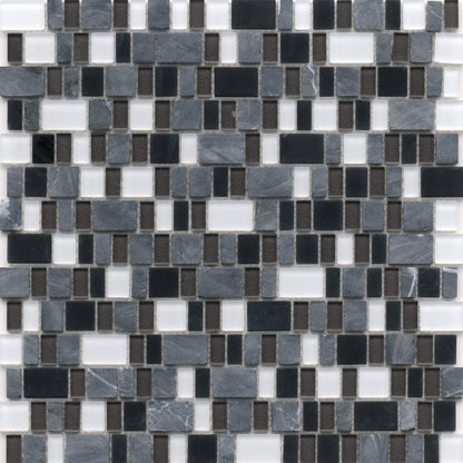 Emser Unique 12" x 12" Polished Stone and Glass Mosaic, Poem, 12.05" x 12.15"