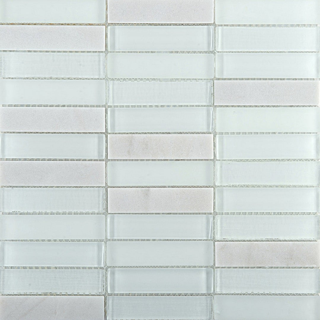 Emser Illumina 12" x 12" Glossy Stone & Glass Mosaic, Flare, 11.73" x 11.73"