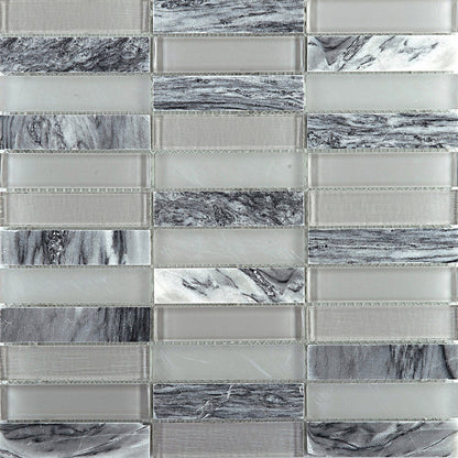 Emser Illumina 12" x 12" Glossy Stone & Glass Mosaic, Luster, 11.73" x 11.73"