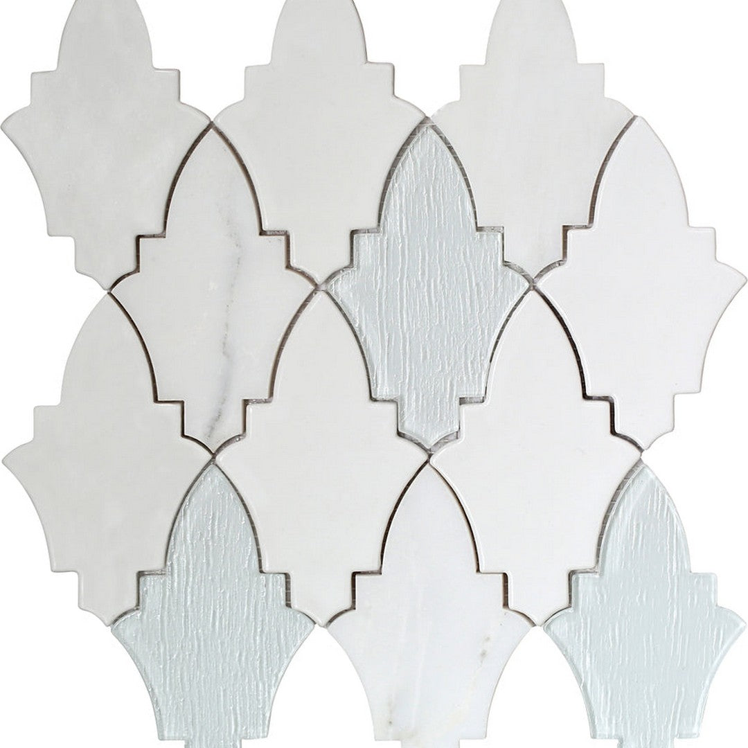 Emser Fleur 11" x 12" Polished Ceramic Stone and Glass Mosaic, Affodill, 11.38" x 12.01"
