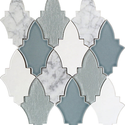 Emser Fleur 11" x 12" Polished Ceramic Stone and Glass Mosaic, Viole, 11.38" x 12.01"