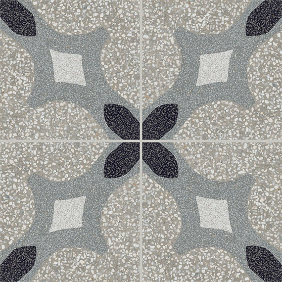 Marazzi D_Segni Terrazzo 8" x 8" Croix Deco Matte Porcelain Tile, Croix, 7.88" x 7.88"
