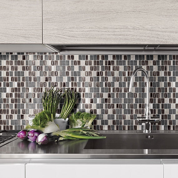 Marazzi Midpark 12" x 12" Matte Natural Stone 1" Random Trapezoid Mosaic, Rainstorm, 12" x 12.56"